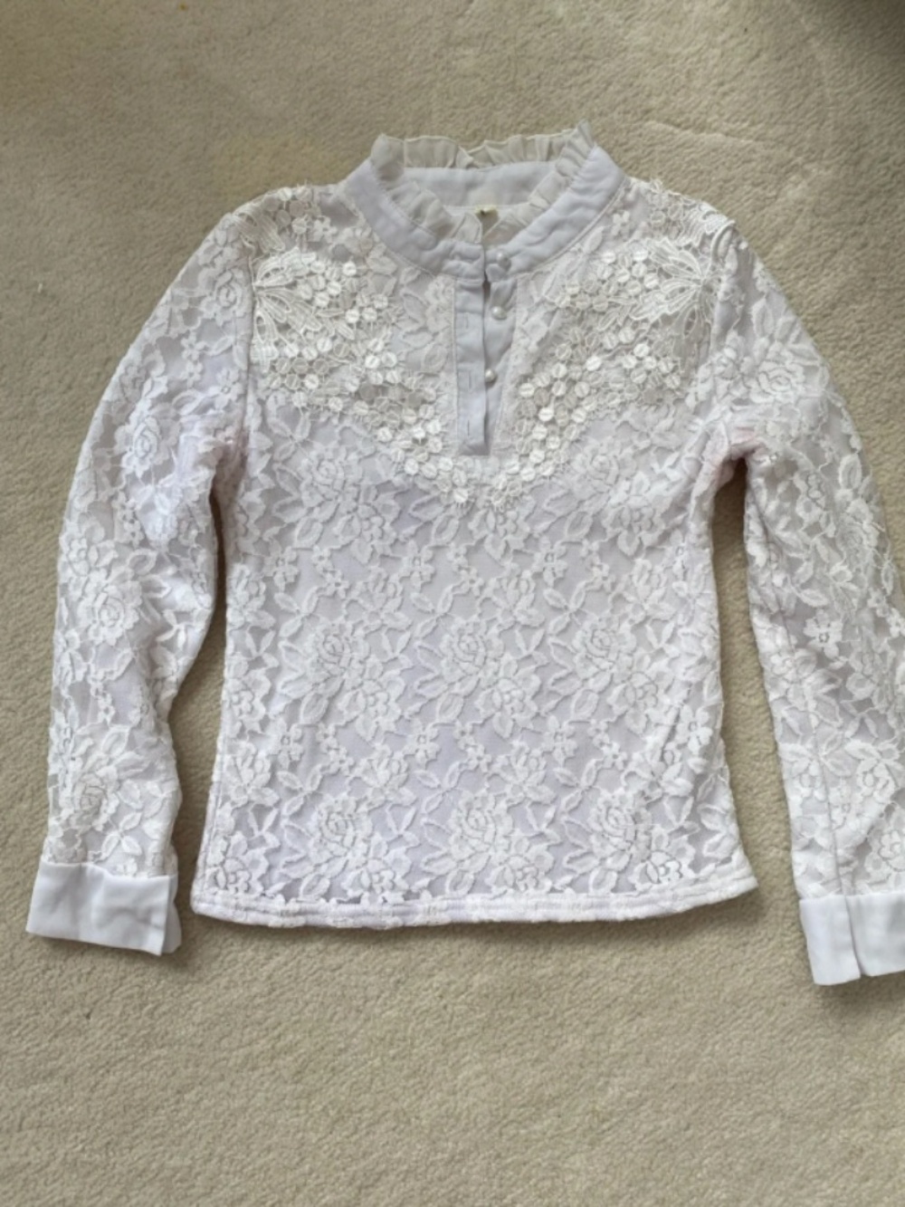 White Lace Long Sleeve Blouse